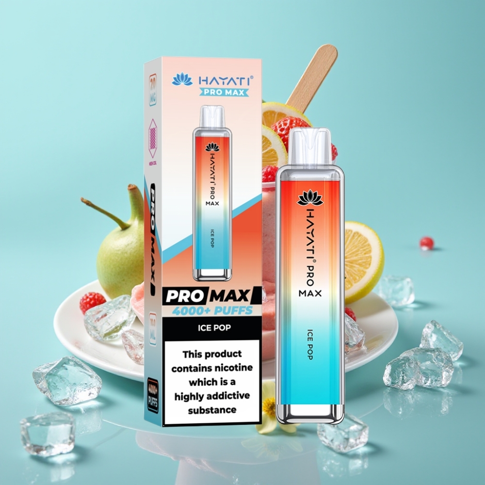 Hayati Pro Max 4000パフス ディスポーザブルベイプ アイスポップ 28×28×120mm 2%/5% 1400mAh