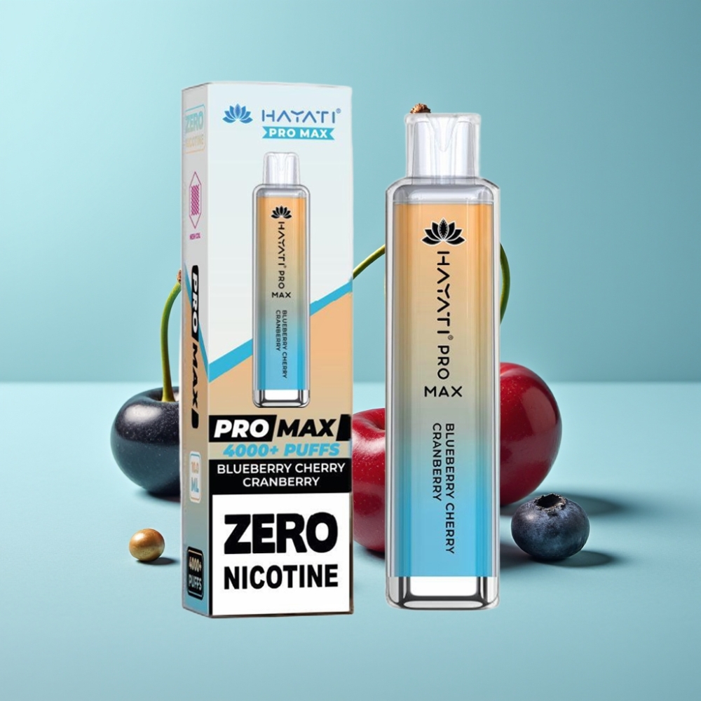 Hayati Pro Max 4000パフ ブルーベリー・チェリー・クランベリー 28×28×120mm 2%/5% 1400mAh