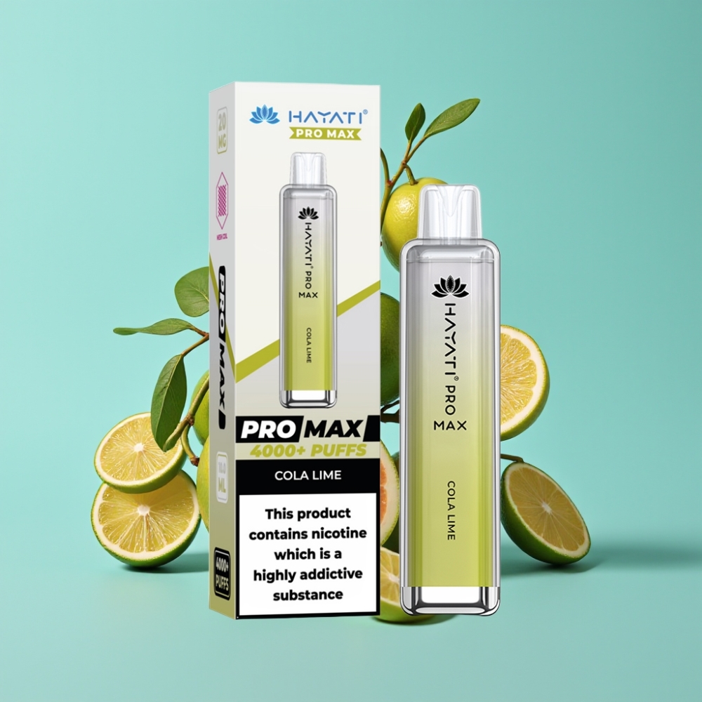 Hayati Pro Max 4000パフス ディスポーザブルベイプ コーラライム 28×28×120mm 2%/5% 1400mAh