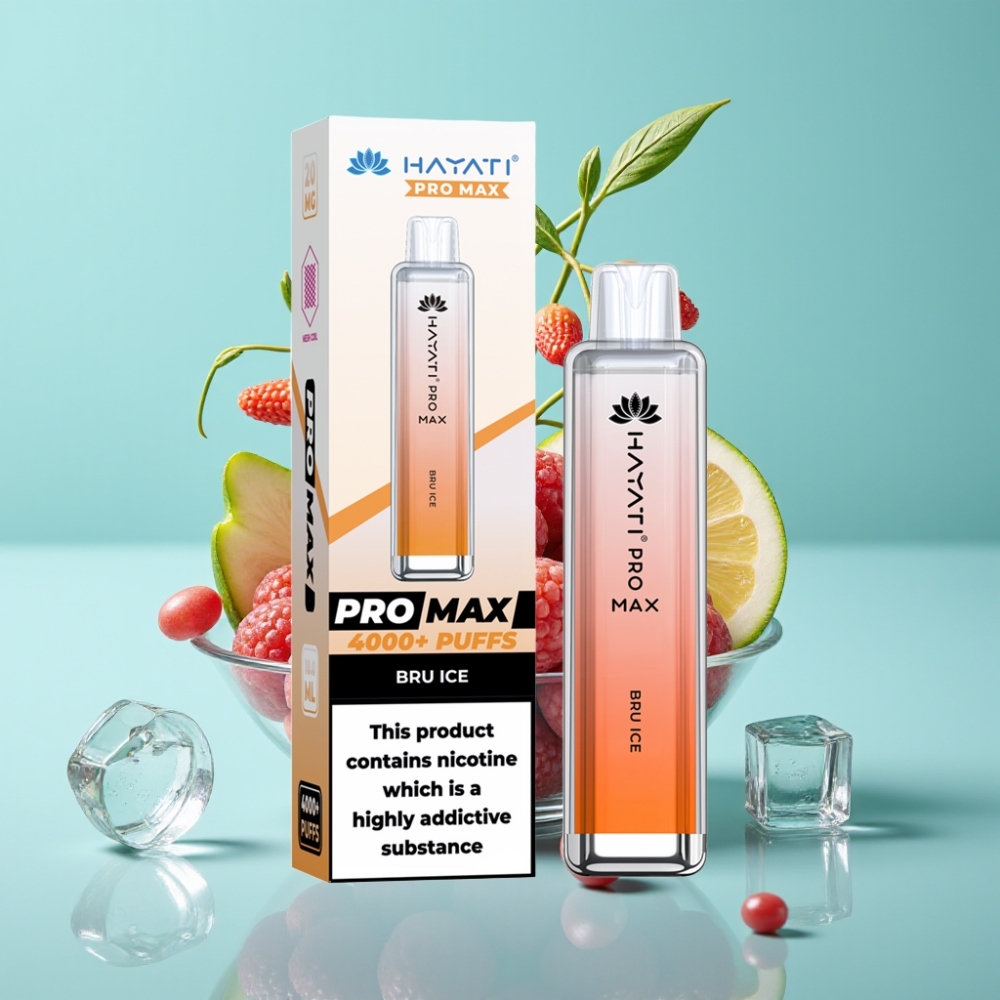 Hayati Pro Max 4000プッフス使い捨てベイプ ブルアイス 28×28×120mm 2%/5% 1400mAh