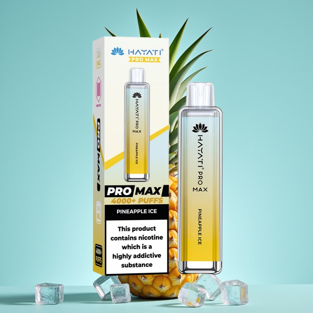 Hayati Pro Max 4000パフス ディスポーザブルベイプ パイナップルアイス 28×28×120mm 2%/5% 1400mAh