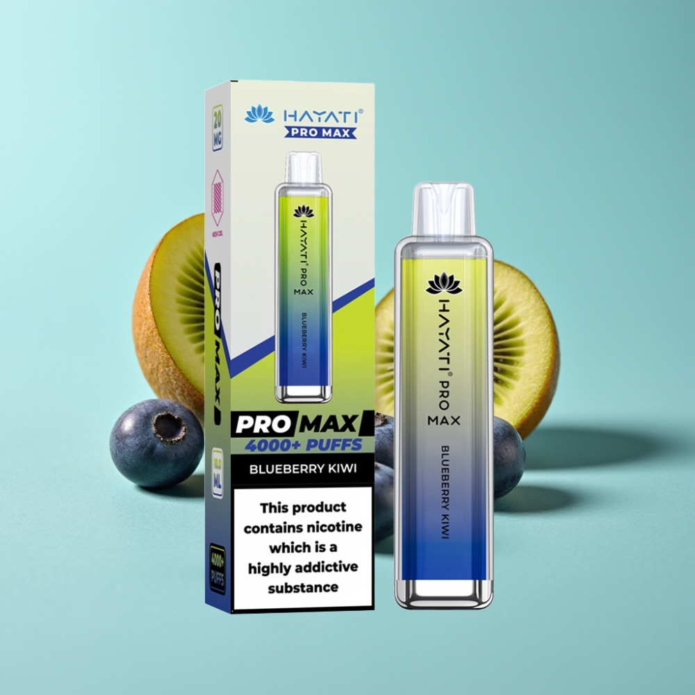 Hayati Pro Max 4000プッフス 使い捨てベイプ ブルーベリーキウイ 2ml/10mlタンク 1400mAh 5%ニコチン