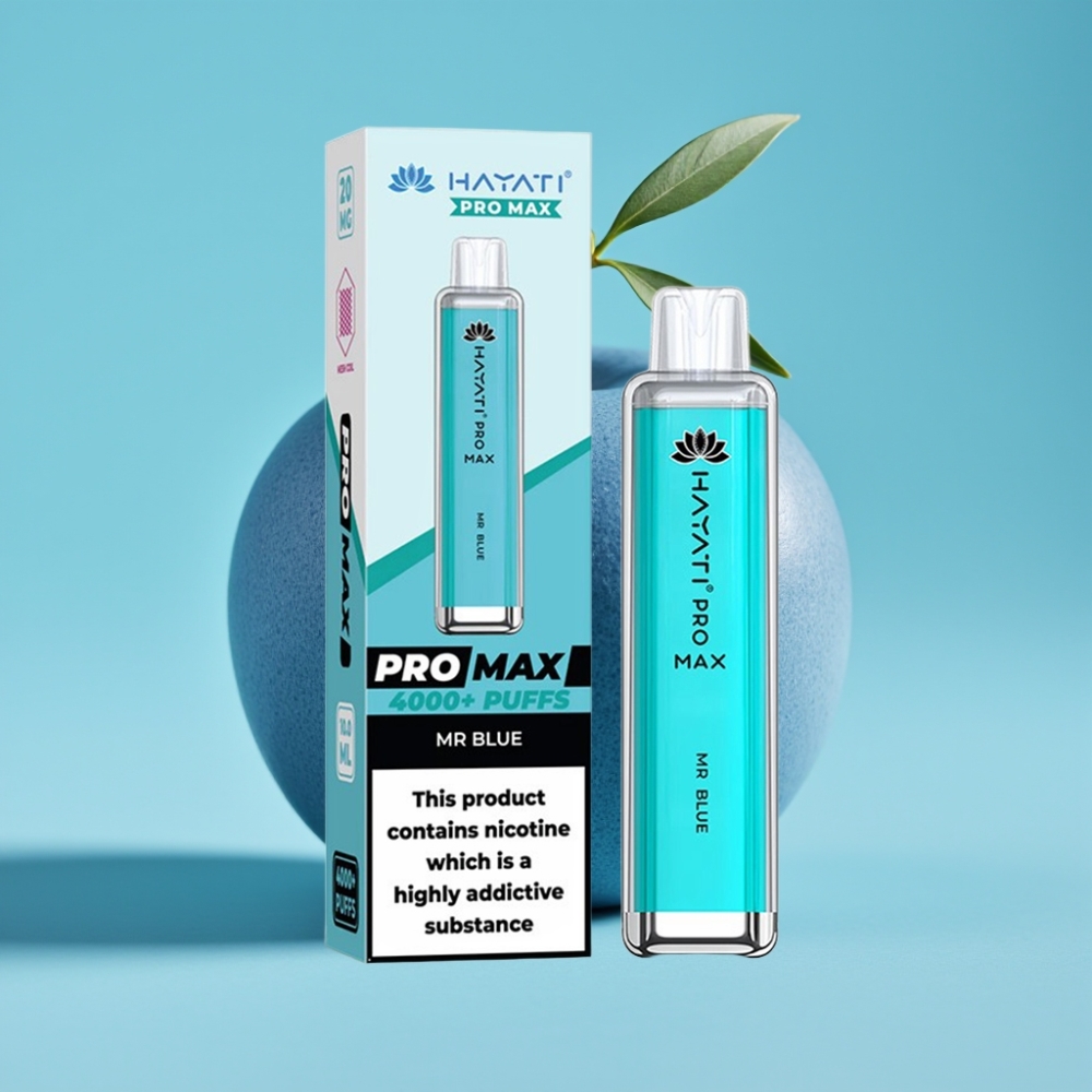 Hayati Pro Max 4000 使い捨てベイプ Mrブルー 28×28×120mm/2mlタンク/1400mAh