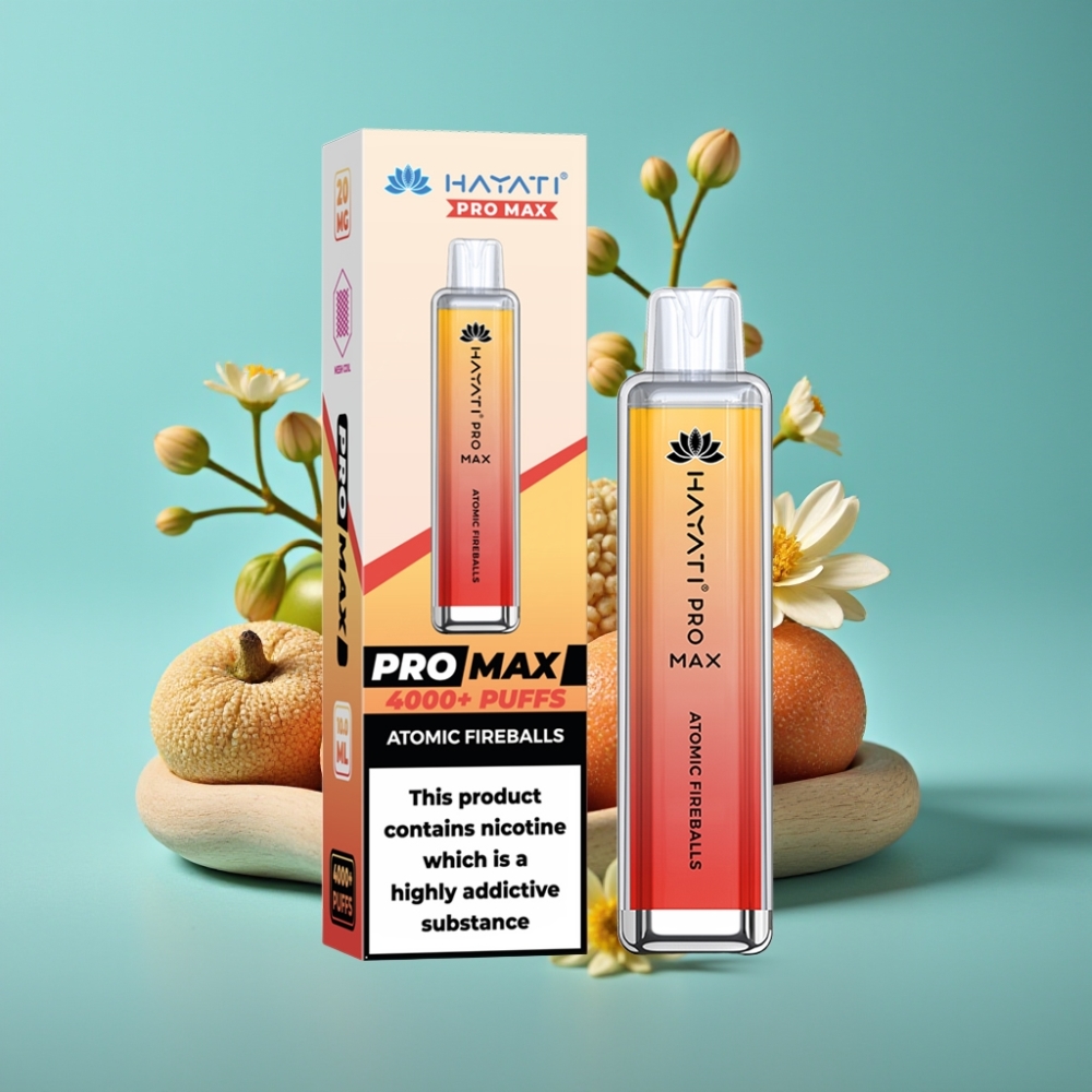 Hayati Pro Max 4000 Puffs 使い捨てベイプ アトミックファイアボール 28×28×120mm 2%/5% 1400mAh
