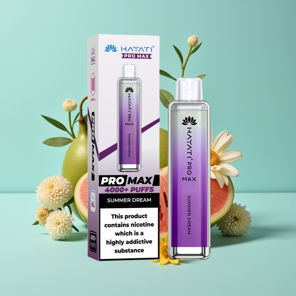 Hayati Pro Max 4000 Puffs 使い捨てベイプ サマードリーム 28×28×120mm 2%/5% 1400mAh リチャージャブル