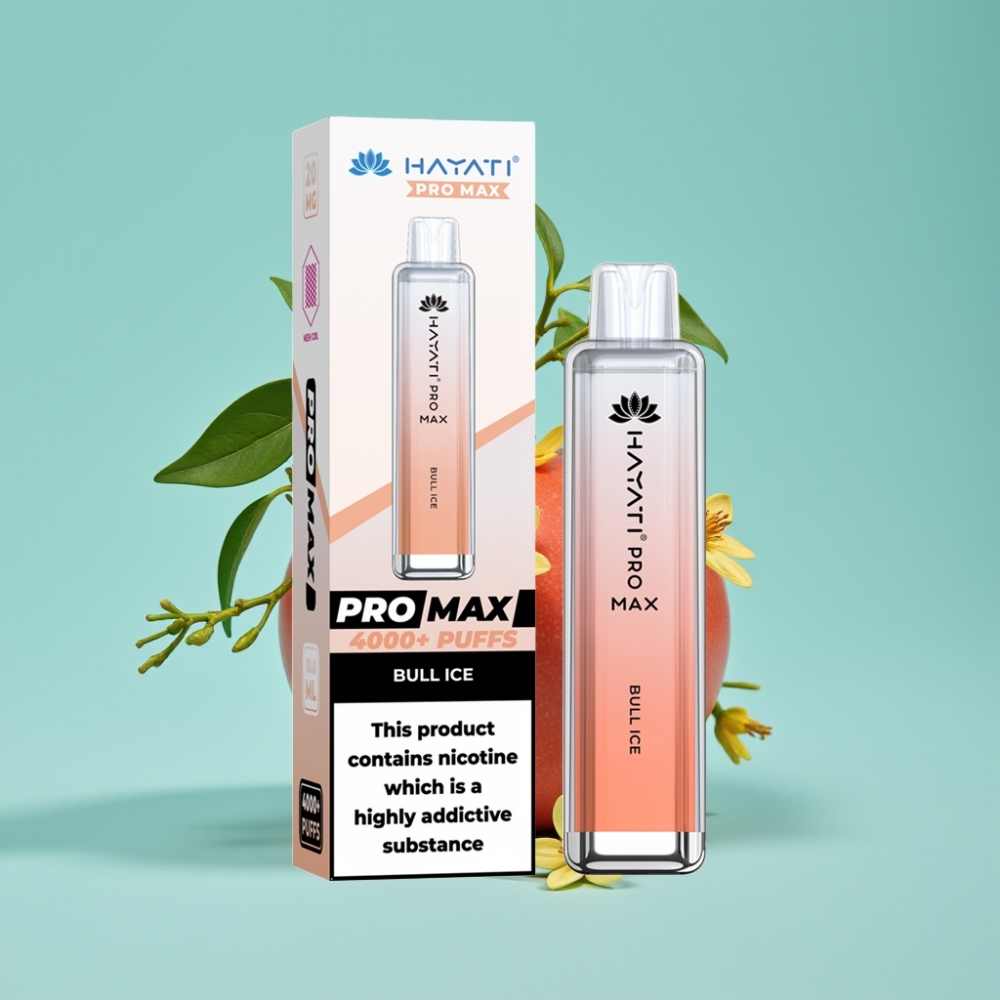 Hayati Pro Max 4000 Puffs 使い捨てベイプ ブルアイス 28×28×120mm 2%/5% 1400mAh