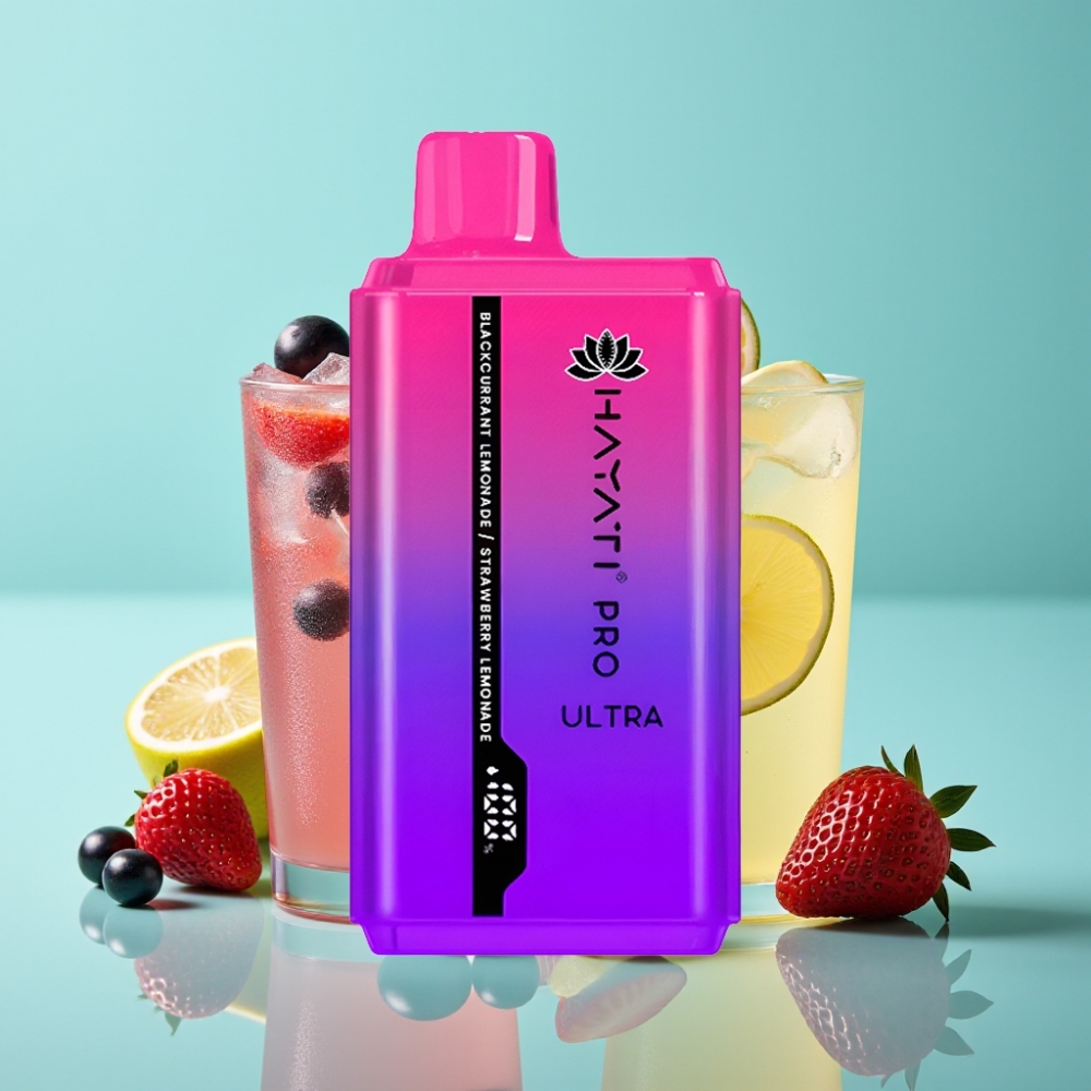 Hayati Pro Ultra 15000パフス ブラックカラントレモネードストロベリーレモネード 850mAh 2×12ml 2%