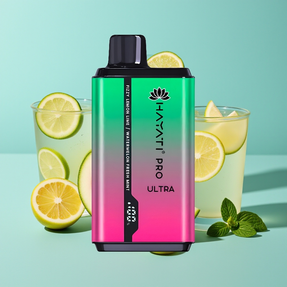 Hayati Pro Ultra 15000 Puffs フレッシュミント＆スパークリングレモンライム 15000+パフ、2×12ml、2%