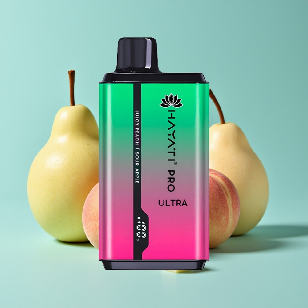 Hayati Pro Ultra 15000 Puffs サワーアップルジューシーピーチ 15000+パフ 850mAh 2×12ml 2%